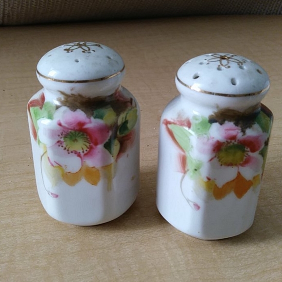 Vintage Hand Painted Flower Salt & Pepper Shakers - Picture 1 of 5